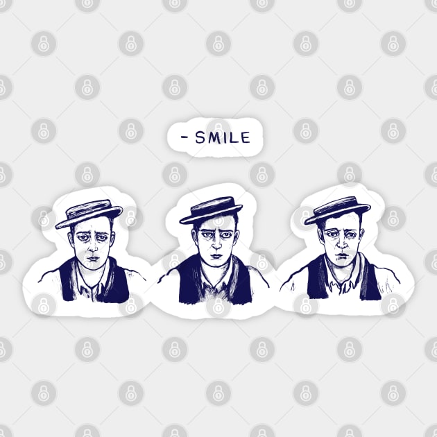 Buster Keaton Smile Sticker by Huge Potato